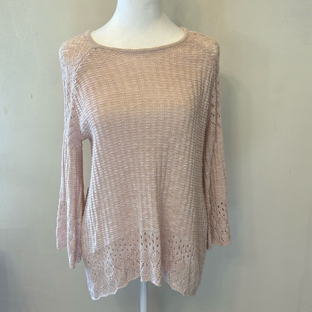 LC Lauren Conrad pale pink cut out long sleeve sweater Size S EUC